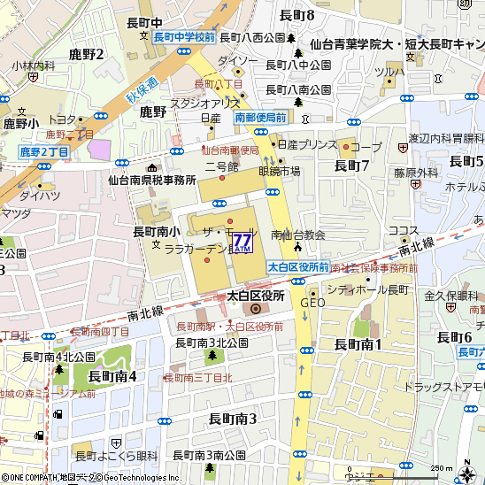 ザ・モール仙台長町付近の地図